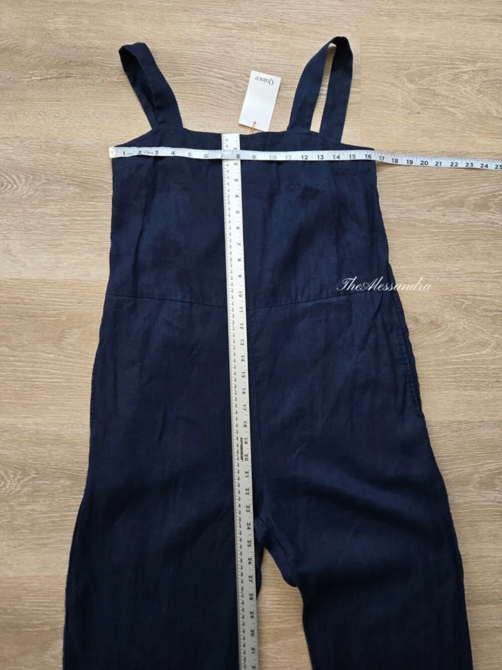 Quince European Linen Square Neck Jumpsuit Deep Navy Size S New With Tags